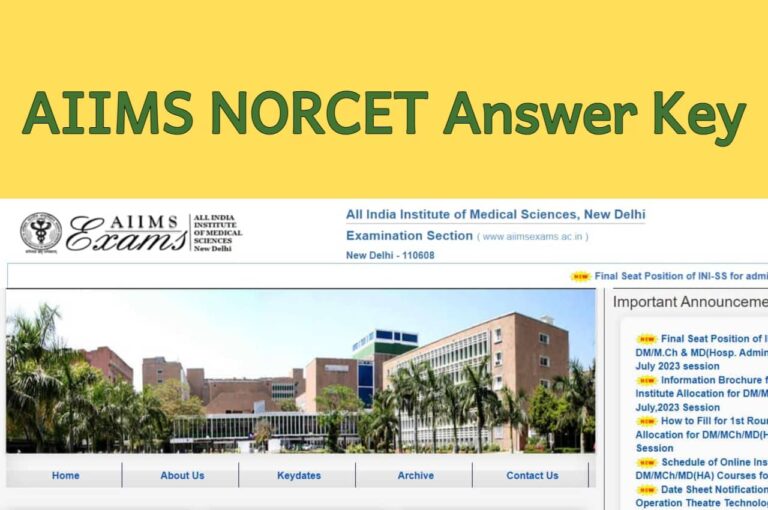 aiims norcet answer key